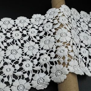 HEMDEV Floral Embroidery Saree Lace Trim with Multicolor Thread Sequence Border for Sewing, Quilting, Home Decor and More(6.4cm Wide, 9m) (Pink, Yellow)